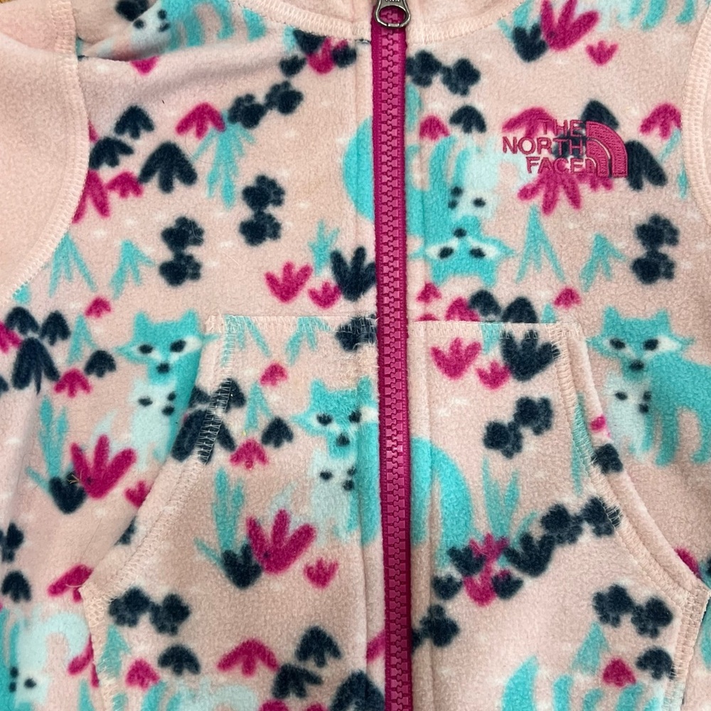 The North Face light pink printed fleece zipper jacket, infant girls 3-6month - Picture 3 of 5